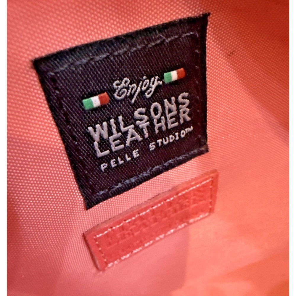 Wilsons Leather Pelle Studio‎ Coral Red Leather Shoulder Bag Push Lock Flap - Picture 5 of 13